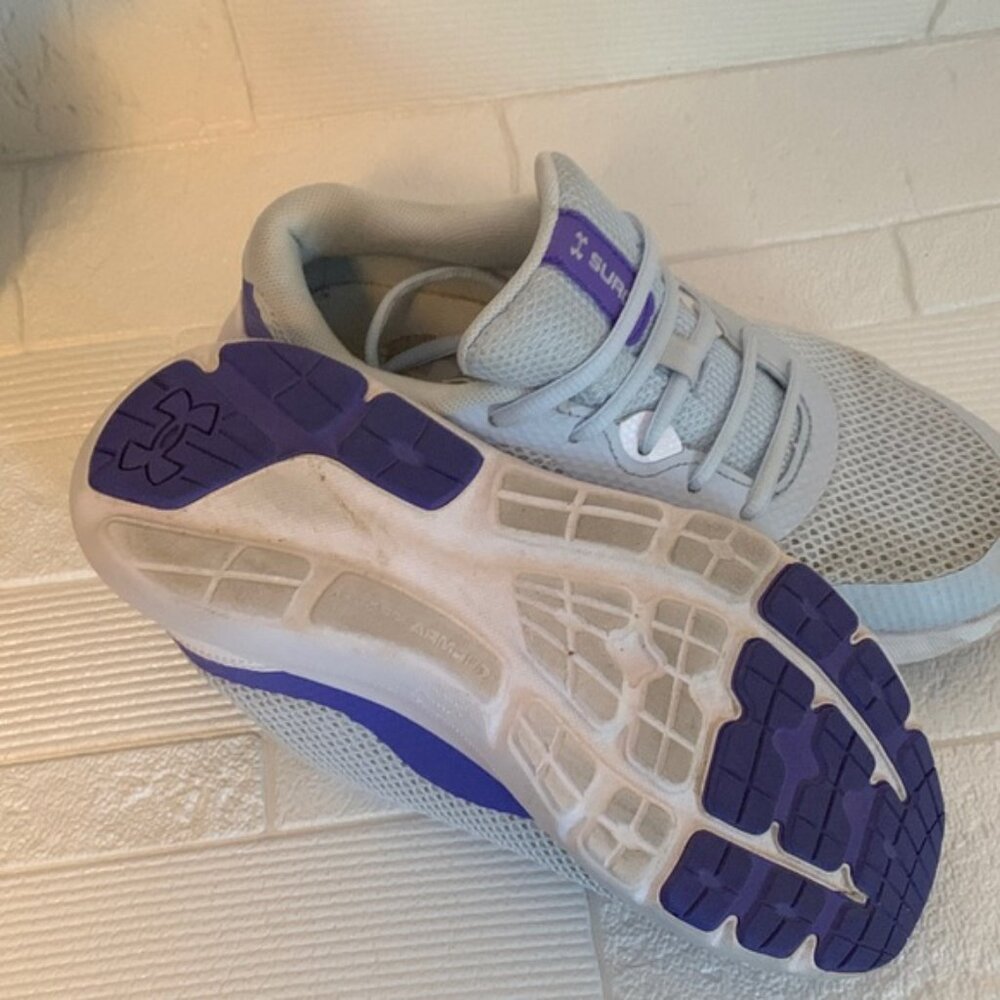 Under Armour Light Gray and Purple Athletic Shoes - Picture 3 of 8